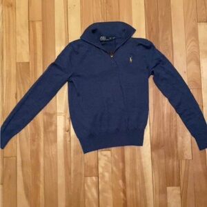 Blue Polo Zip-Up Sweater